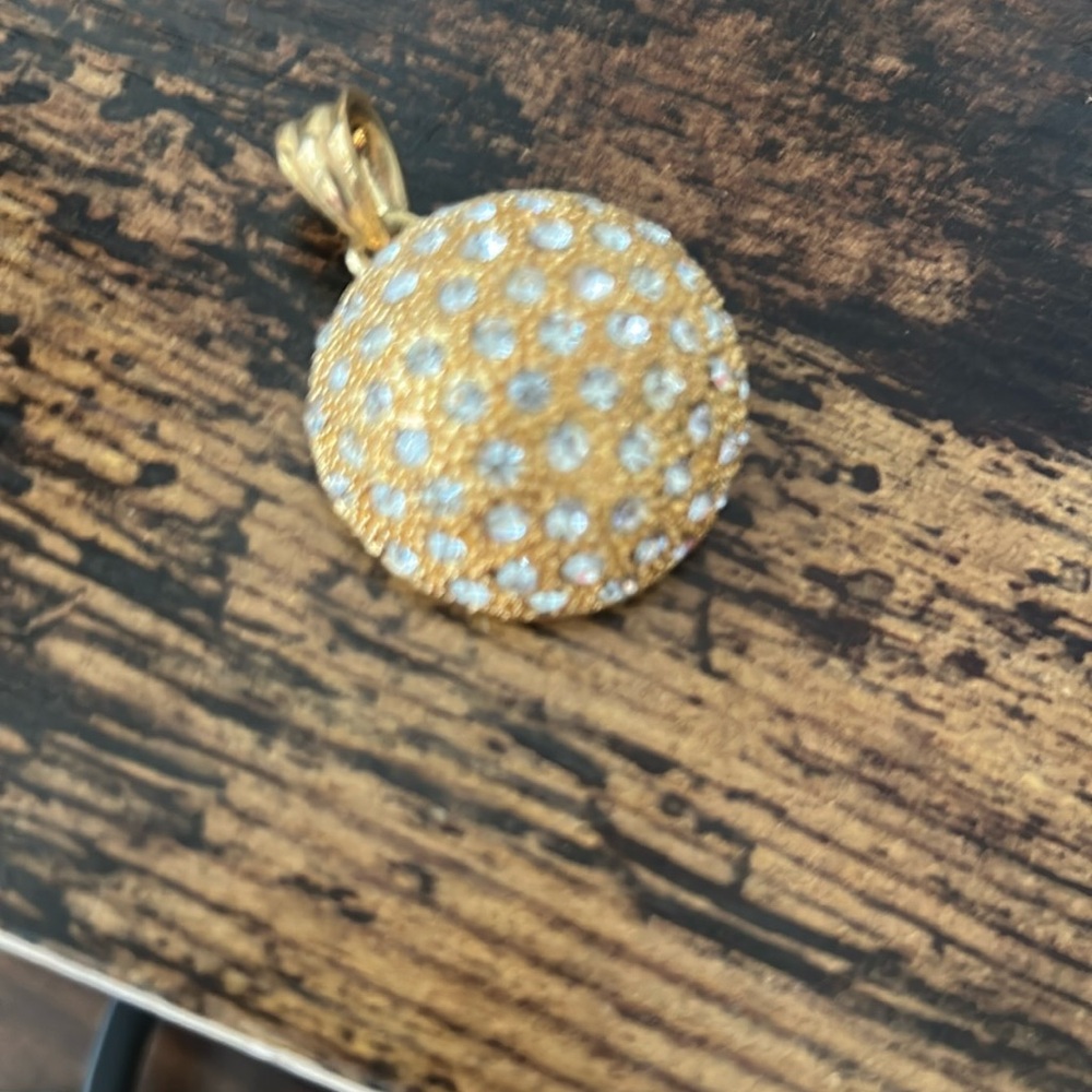 Sparkling Gold and Silver Pendant Signed MN